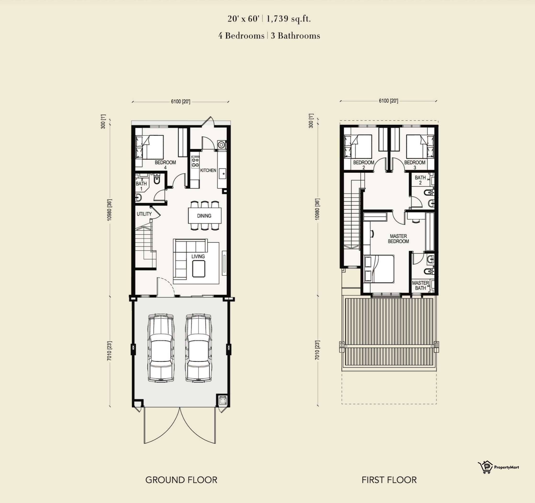 2 Storey Terraces Floor Plan