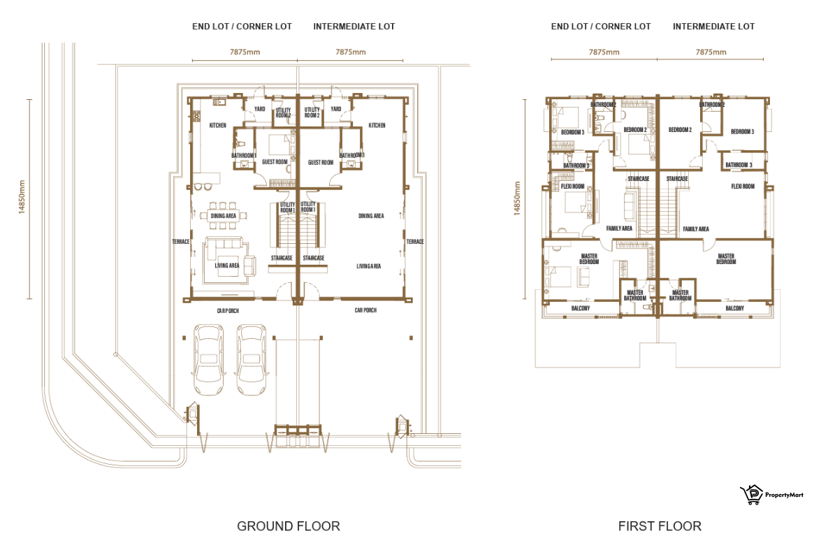 Double Storey Semi Detached Home Floor Plan