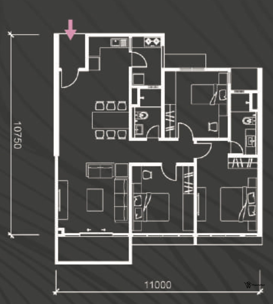 1216 SQFT 户型图