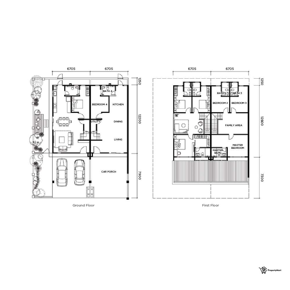 2-Storey Terrace Homes Floor Plan